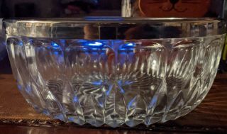 Vintage Leonard Italy Lead Crystal With Silver Plated Rim Bowl