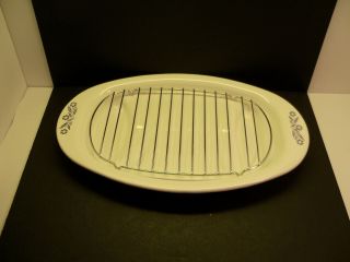 Corning Ware " Blue Cornflower " P - 19 Oval Meat Serving Platter With Wire Rack