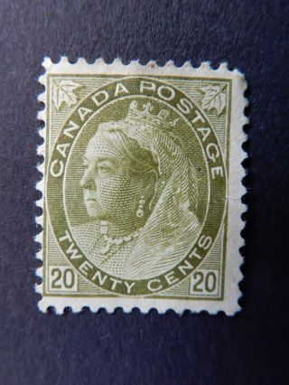 84 Mhh 20c Olive Green Queen Victoria " Numeral " Issue Cv=$1000.  00