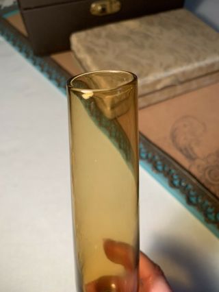 Vintage Hand Blown Art Glass Amber Bud Vase 8” Tall 2