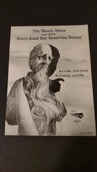 The Moody Blues Album (1971) Very Rare Print Promo Poster Ad