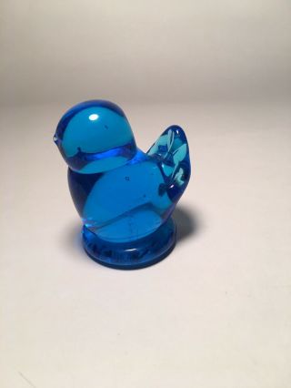 Vintage Blue Bird Of Happiness Leo Ward Signed 1993 Art Glass Figurine 2.  25”