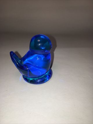 Vintage Art Glass Blue Bird Of Happiness Leo Ward Signed 1993 Figurine 2.  25”