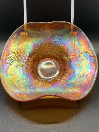 Fenton Carnival Glass Marigold Holly Hat Vase 2 Sides Up Coloring