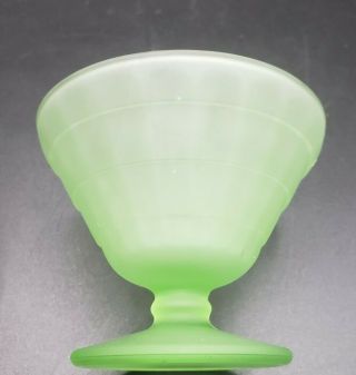 Anchor Hocking Block Optic Green Depression Uranium Satin Glass Lidded 5 