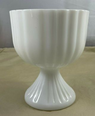 Vintage White Milk Glass Ribbed Pedestal Candy Dish Vase Approx 6.  5 X 5.  5 "
