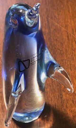V.  Nason Murano Art Crystal Glass Penguin Figurine 5 5/8”