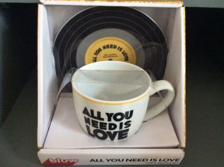Bluw The Beatles ‘all You Need Is Love’ Lyric Cup & Vinyl 45 Styled Saucer -