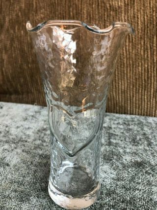 Anchor Hocking Dimpled Clear Glass Vase With Heart And Scalloped Edge