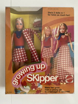 Vintage Growing Up Skipper 1975 Sister Of Barbie Nrfb Very Rare Mattel