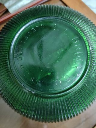 2 Vintage E.  O.  Brody Co.  Cleveland Depression Glass Green Ribbed Bowl 6.  25 