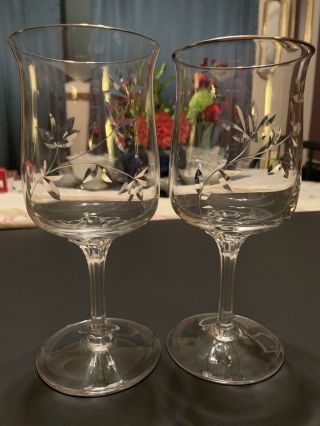 2 Lenox Wildflower Platinum Rim Water Goblets