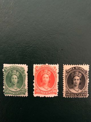 Nova Scotia Stamps - Scott 11,  12,  13 Mnh Cv$90