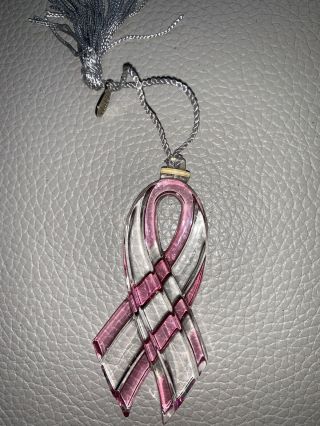 Lenox Crystal Gift Of Knowledge Pink Breast Cancer Ribbon Ornament Nib