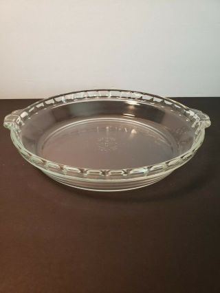 Vintage Pyrex 229 Clear Deep Dish Pie Plate Pan Fluted Edge Handles 9 1/2 Inch.