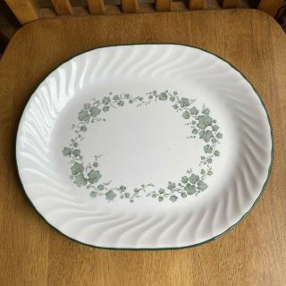 Corning Corelle Callaway Ivy Green Serving Platter Plate Oval 10 " X 12 " Swirl