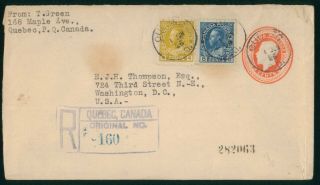 Mayfairstamps Canada 1926 Quebec Uprated Registered Stationery To Us Cover 61849