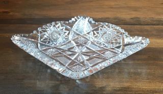 Antique American Brilliant Cut Square 7” Crystal Dish