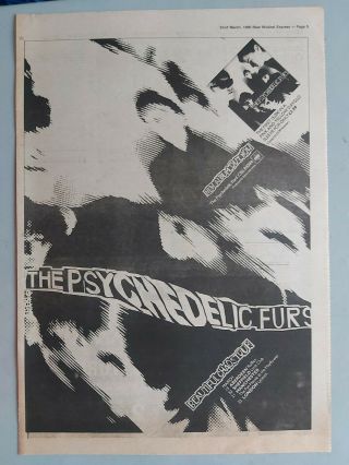 The Psychedelic Furs Chaos Tour Trade Advert / Poster