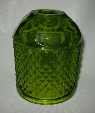 Vintage Mcm Retro Viking Glass Green Diamond Point Fairy Lamp Top Only