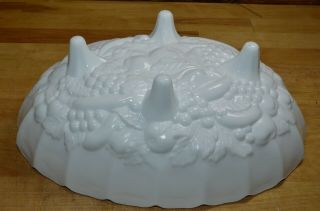 Vintage White Milk Glass Footed Fruit Bowl Rippled Edge 12 1/2” Long 8 1/2” Wide 2