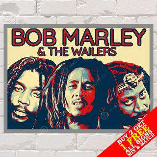 Metal Sign - Bob Marley & Wailers Reggae Music Poster,  Wall Art & Home Decor