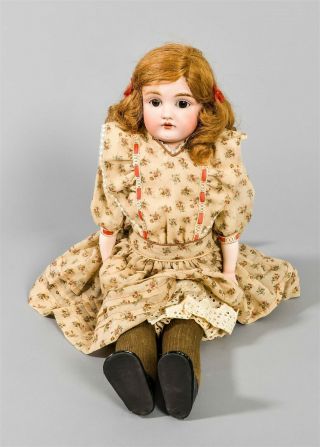 Antique 20 " Kestner Girl Doll 154 Bisque Head Arms Leather Body Germany Sweet