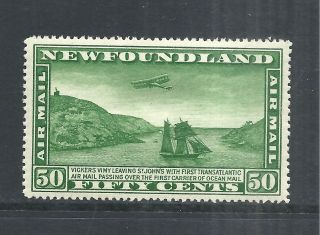 Newfoundland Scott C7 Mh Vf - 1931 50c Green Airmail Issue Cat $35.  00