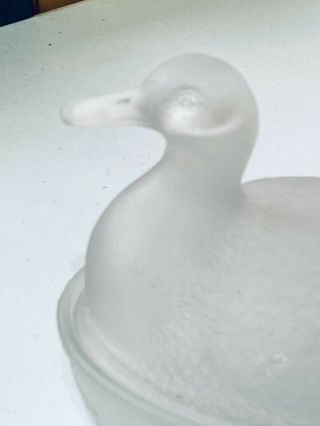 Vintage Frosted Duck on a Nest Covered Dish 2