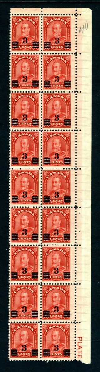 Canada Scott 191 - Nh - Ur Cblk Of 18 - 3¢ On 2¢ Arch/leaf Provisional (. 030)