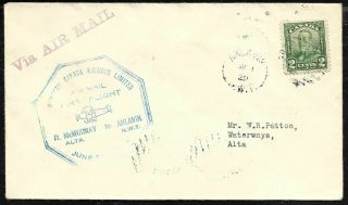 Canada Western Airways Cl40 On 1929 Ff Cover Fort Mcmurry To Aklavik