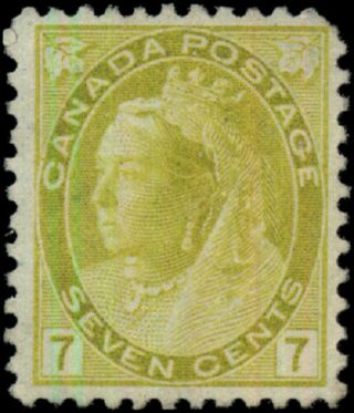 Canada 81 F - Vf Ng 1902 Queen Victoria 7c Olive Yellow Numeral Cv$190.  00
