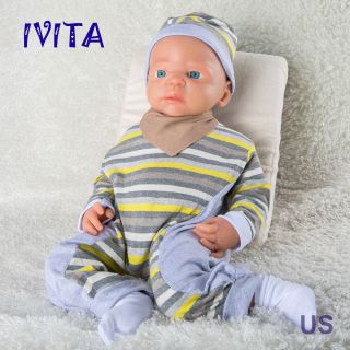Ivita 22  Lifelike Reborn Baby Doll Boy Full Body Silicone Toddler Baby 5kg
