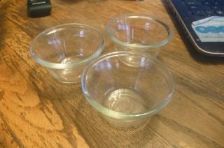 Set Of 3 Vtg.  Clear Pyrex Custard Cups 4 Oz 414 Made In Usa