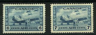 Canada Kgvi 1942/5 Airs 6c And 7c Blue Sg399/400 Cv£40 (2v) Stamps