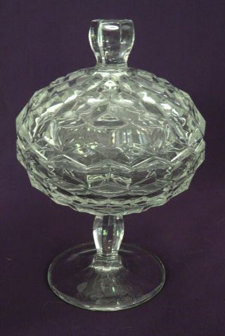 Vintage Fostoria American 7 " Footed Candy Dish With Lid