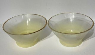 Set Of 2 Blendo Salad Ice Cream Bowls Yellow Frosted Glass Vintage Mcm2