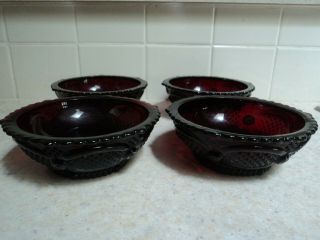 Four Vintage Avon Cape Cod Ruby Red Berry/dessert Bowls=5 " - Xlnt - Buy It Now