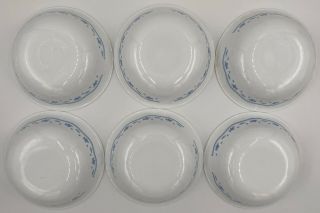 6 Corelle Morning Blue Flowers 6 1/4 " Soup Cereal Salad Coupe Bowls Corning Usa