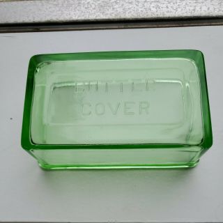 Hazel Atlas Green Depression Glass Butter Dish Cover Lid Only
