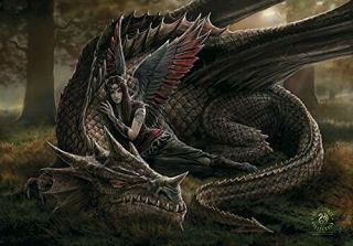 Anne Stokes Winged Companion Textile Poster Fabric Flag