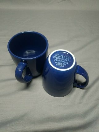 Corelle Stoneware Set Of 2 Coffee/tea Mugs Cups Navy Blue