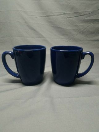 Corelle Stoneware Set Of 2 Coffee/Tea Mugs Cups Navy Blue 2