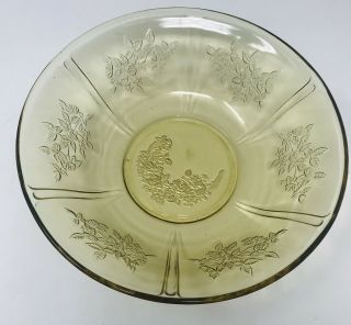 Federal Glass Vintage Yellow Etched Depression Glass Bowl Open Rose Pattern