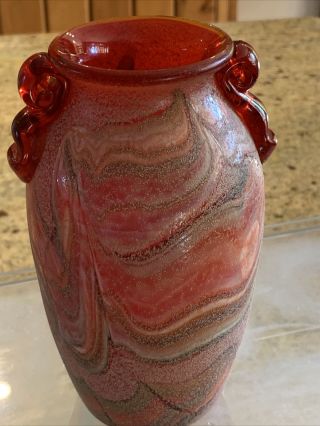 Good Kralik Loetz? Art Nouveau Marble Textured Glass Vase Shades Of Red