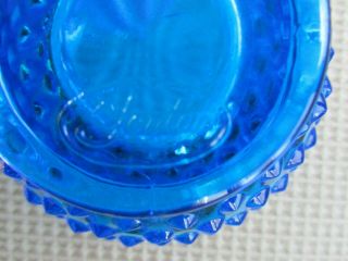 Fenton Blue Glass Hobnail Glass Rose Bowl w Ruffle Scalloped Edge 4 