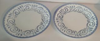 Set Of 2 Corelle Oceanview Blue And White 10 1/4 " Dinner Plates