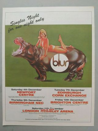 Blur Singles Night 1999 Tour Dates Trade Advert / Poster
