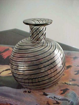 Guaranteed Authentic Hand Blown Murano Art Glass Swirl Bud Vase W/ Gold Flecks