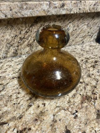 Amber Art Glass Controlled Bubble Vase